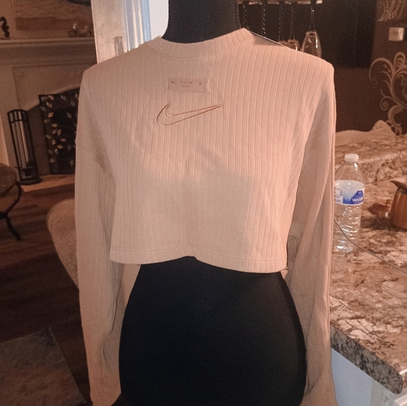 Nike Tops - Nike Ribbed Cropped Sweater in Tan